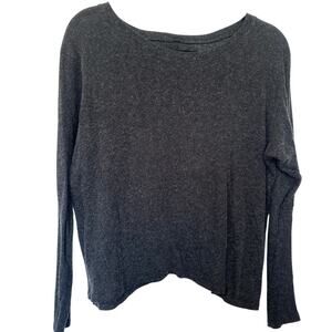 Enza Costa (M) Gray Soft Knit Long Sleeve Crew Neck Top Minimalist Quiet Luxury